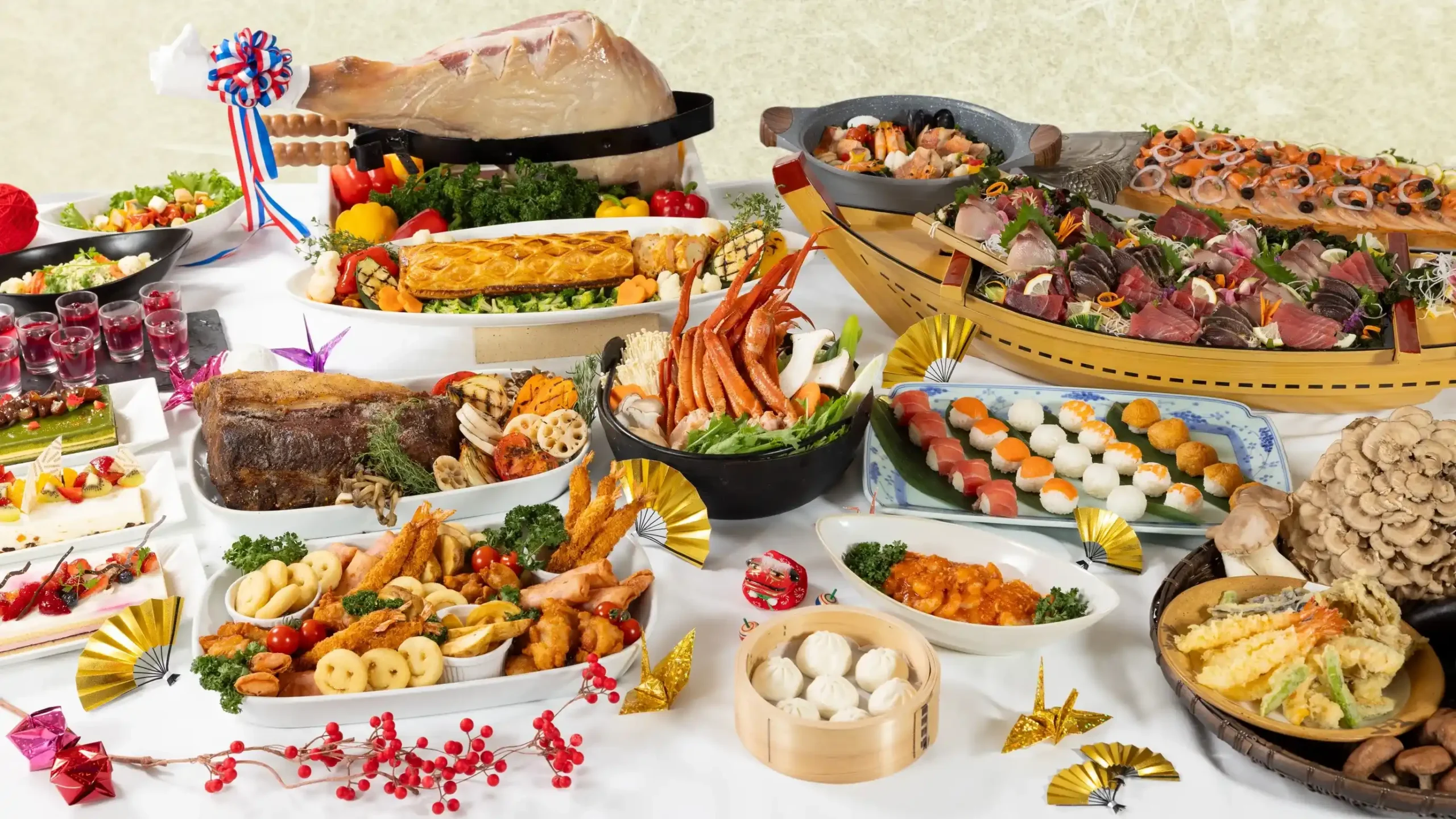 新潟県の宿で年末年始のブッフェを楽しむイメージ画像